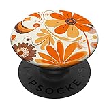Orange Retro Flowers White Background