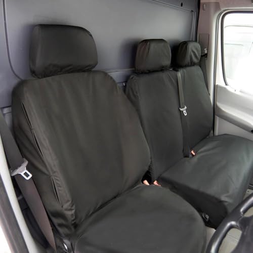 Van Demon Tailored Seat Covers for Mercedes Sprinter (2018-) [Driver Seat + Double Passenger Seat] Airbag Compatible, Heavy-Duty Work Seat Protection Accessories