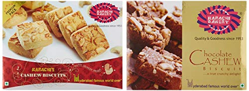 Image of Karachi Bakery Cashew Biscuits, 400 Gram + Chocolate Cashew Biscuits, 400 Gram