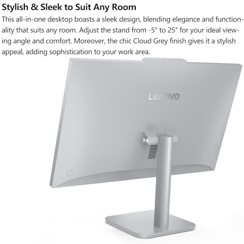Image of Lenovo 24 inch All-in-One Desktop Computer, Intel 8-Core i3-N305 up to 3.8GHz,16GB DDR4 RAM, 512GB PCIe SSD, 23.8 inch FHD IPS Display, WiFi 6, Bluetooth 5.2, Win 11 Home, Keyboard & Mouse, Cloud Grey