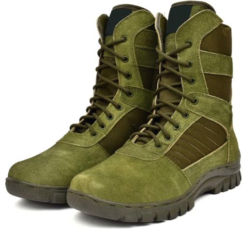 Image of Men's Genuine Leather Military Tactical Boots | High Ankle Army Commando Long Boots with Side Zip | Lightweight Trekking, Hiking & Outdoor Boots
