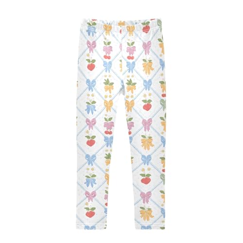 Girls' Athletic Leggings Ankle Length Yoga Dance Pants Kids Teen 4T Bow Knot Leaves