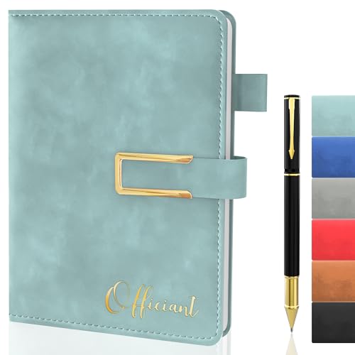 Libro oficial de boda con bolígrafo A5 y 200 páginas de cuero azul claro para ceremonias