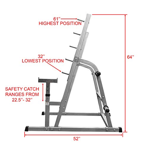 Valor Fitness BD-6 Squat and Bench Press Rack with Adjustable Safety Catch and Storage Pegs for Olympic Plates