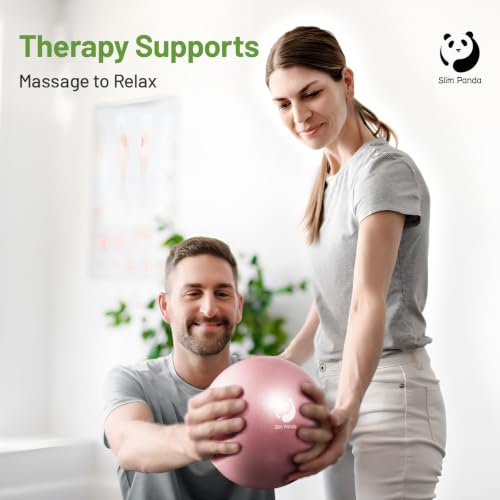 Image of Slim Panda 9 Inch Pilates Ball - Anti-Burst Mini Yoga Ball with Needle Valve Pump - Small Exercise Core Ball for Barre, Stability & Physical Therapy