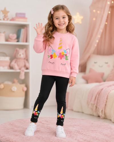 Image of Girls 2 Piece Outfits Toddler Girls Leopard Print T-Shirt and Leggings Set School Outfits Girl Clothes Fall Sets