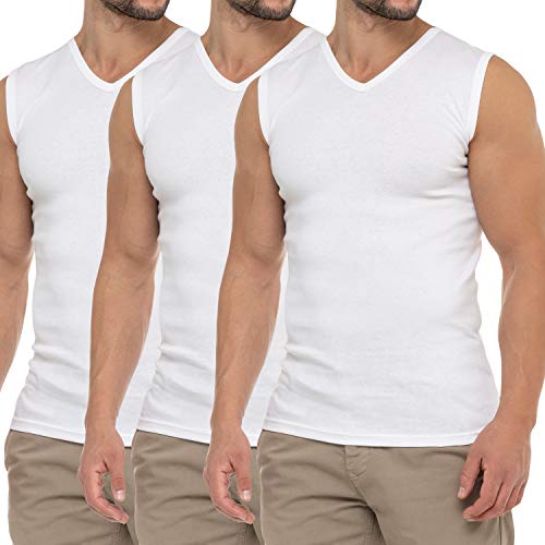 Celodoro Herren Business Muskelshirt V-Neck (3er Pack), Feinripp Top - Weiß L Cover
