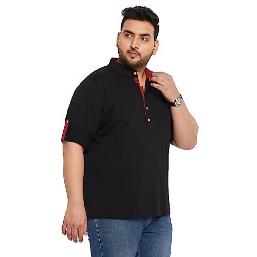 Image of Bigbanana Plus Size Men's Regular Fit Solid Henley Tshirt