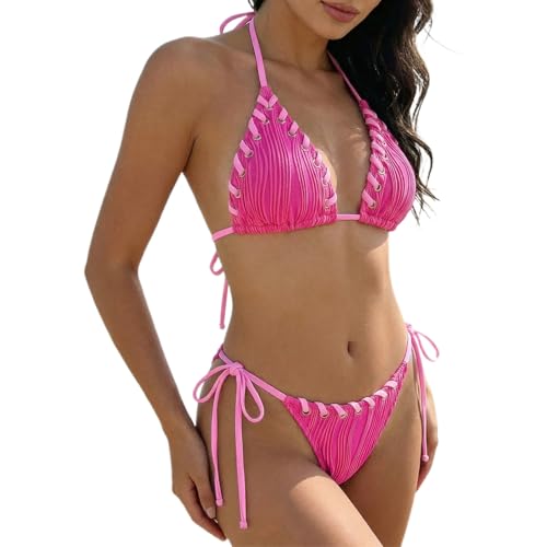 Ensemble tankini deux pièces rose pour bouger librement sans complexe cet été