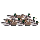 DAKOTA DECOY Flocked Drake Head Mallard Floaters with 48" 4 oz. Cable Rigs, Decoy 12 Pack