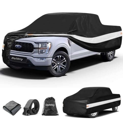 Image of 10 Layers Truck Cover Waterproof All Weather Custom Fit Ford F-150(1997-2026) Super Cab&SuperCrew Short Bed, Outdoor Full Exterior Pickup Car Cover Sun Rain Snow Ice Protection. Black