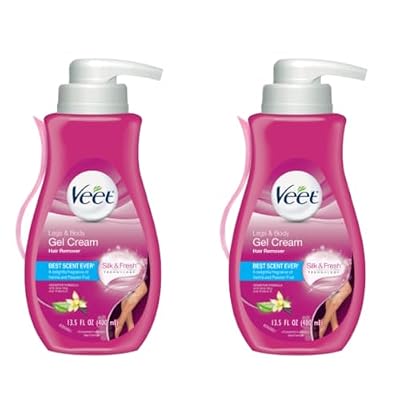 Hair Removal Cream a VEET Silk and Fresh Technology Legs & Body Gel Cream Hair Remover, Sensitive Formula with Aloe Vera and Vitamin E, Pump Bottle, 13.5 Fl Oz (Pack of 2)