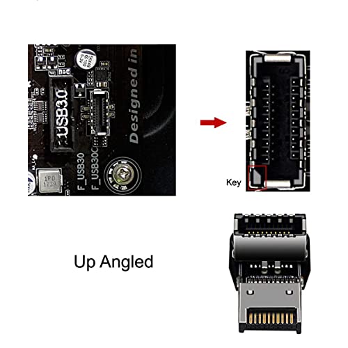 Xiwai 2pcs USB 3.1 Front Panel Header Male to Female Type-E Motherboard Extension Data Adapter, Black - Image 3