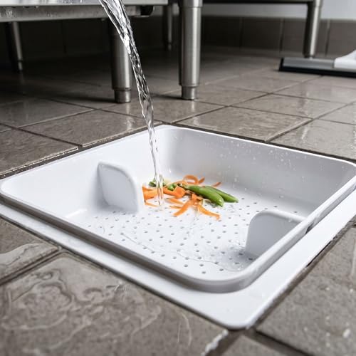 Colador cuadrado para desagüe de piso 8.5 pulgadas blanco miniatura 2