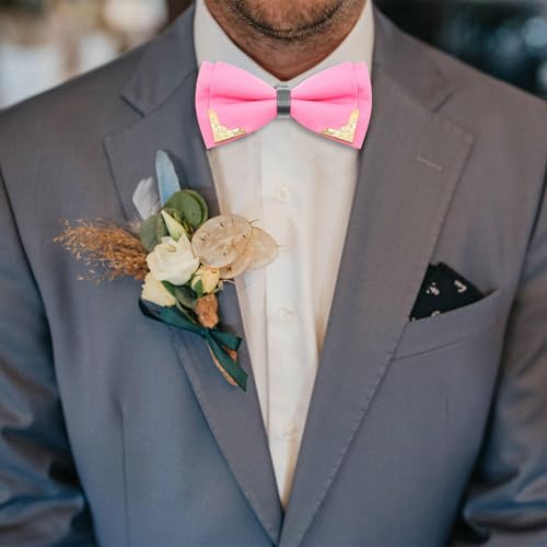 Image of Bow Ties for Men Women Metal Gold Bowtie, Pre Tied Mens Bow Tie Tuxedo Bowties Men for Prom Wedding Party