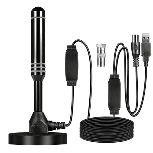 MEgegulo high-definition portable indoor/outdoor TV Aerial, 360 ° receiving high gain free TV Aerial, TV antenna supports 4K 1080P VHF/UHF, HDTV dual amplifier signal enhancer, with magnetic base.