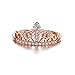 Lzz 18K rose gold gold plated transparent exquisite princess queen crown headdress ring compact round cut white cubic zirconia diamond accent fashion promise ring size 5-10 (US code 9)