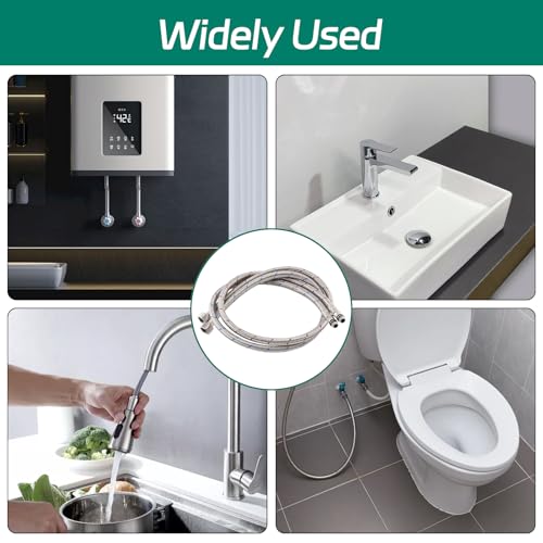 BEASAFY 2 Stück 80cm Flexschlauch G3/8 Zoll Weiblich, M10 Männliche Anschlussschlauch Armatur, Edelstahl Panzerschlauch, Wasserhahn Schlauch für Küche Mischbatterie