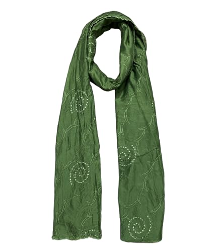 Image of LKC WOMEN'S SEQUENCE EMBROIDERED SELFDESIGN SOFT COTTON CHANDERI DUPATTA