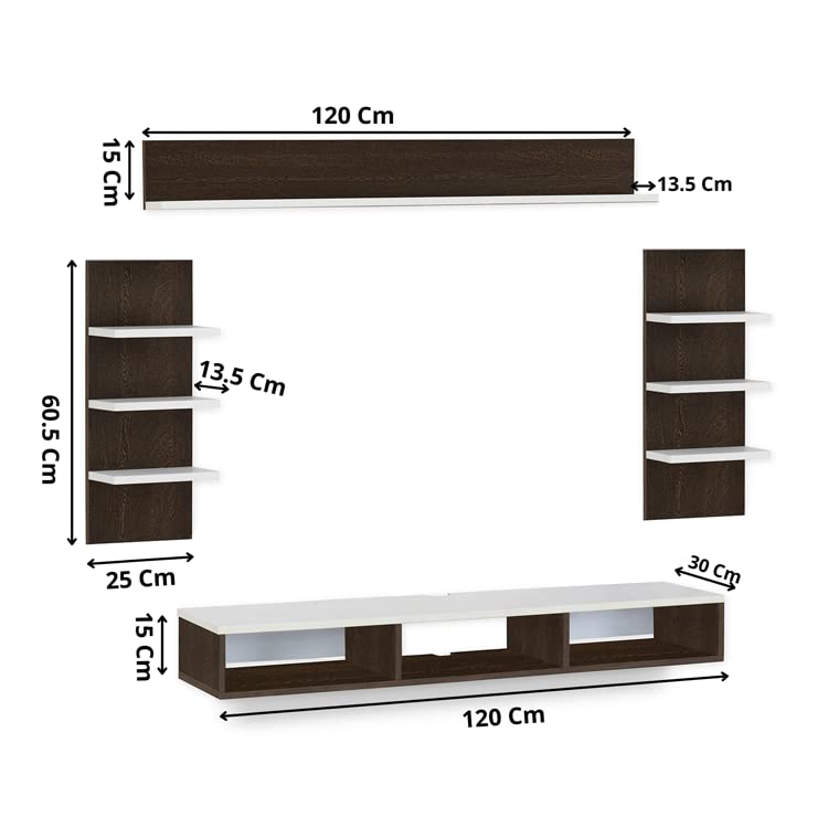 Image of DELITE KOM Eli Engineered Wood TV Entertainment Unit (Finish Color - Flowery Wenge White, DIY(Do-It-Yourself) (30x120x90.5)