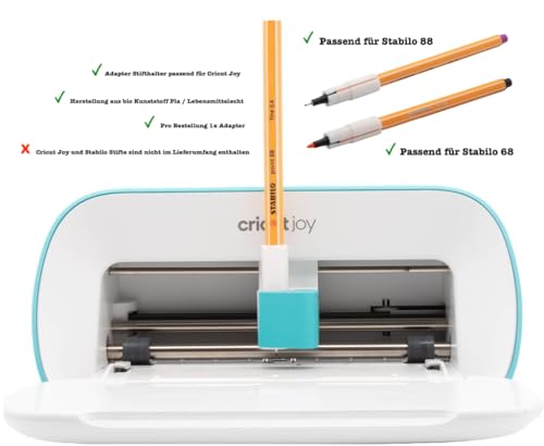Cannysafe Adapter Stiftehalter passend für Cricut Joy/Joy Extra 100% Passgenau | Stabilo 0.4 Point88+68 | Made in Germany | Weiß, Kunststoff