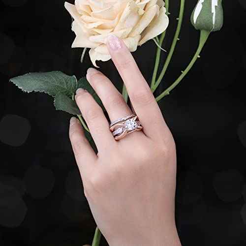 JewelryPalace 1.5-3.5ct Cubic Zirconia Engagement Rings, Art Deco 14K Gold Plated 925 Sterling Silver Promise Ring, Wedding Band Ring Bridal Sets4