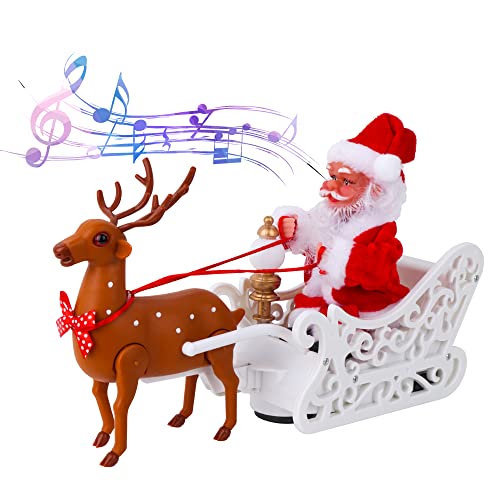 QKTYB Natale Musical Doll Sleigh Toys, Elk Elettrico Che Tira Il Giocattolo della Slitta di Babbo Natale con Musica Decorazioni per Feste di Natale Rimovibili Per Bambini Regali Natale Capodanno