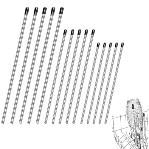 15 Stück Edelstahl Flaschenhalter, Spülmaschineneinsatz Flaschen für Spülmaschine mit Silikonkappe für Gängigen Spülmaschine Geschirrkorb 3 Größen, 15.2cm, 21.7cm, 24.2cm,für Sektgläser, Biergläser