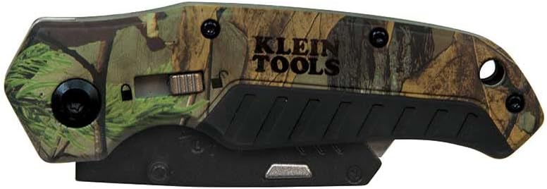 Klein Tools 44135 Utility Knife, Camo Locking/Folding Razor Cutter with Lanyard Hole, No-Slip Grip, Includes 1 Blade and Pocket Clip