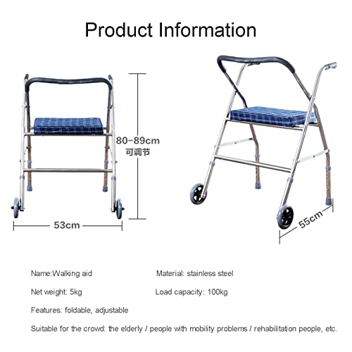 Déambulateur avec siège et roues : rollator pliable léger pour senior