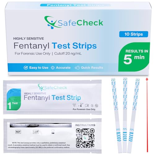 Fentanyl Test Strips 10 Pack | SafeCheck Highly Sensitive Fentanyl Test Strips for Testing Drugs | Fentanyl Testing Strips for Pills, Powders | Fentanyl Test Kit