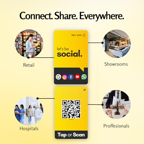 Image of Social Media Card | NFC & QR Enabled | Connect Review, Instagram, Facebook, YouTube, Whatsapp & More | Share Bio Link Instantly | Boost Reach | No App Needed