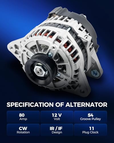 Image of KAX New Alternator Replacement for Hyundai Elantra 2001-2002 for Hyundai Accent 2000-2002 90 Amp,12V,CW,S4 Groove Pulley,Replace for 13839N