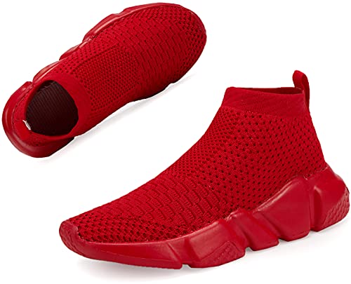 Santiro Red Sneakers For Girls Boys Lightweight Knit Sock Slip On Shoes Kids Tennis Shoes Breathable Athletic Running Shoes 2 M Us #TOP6