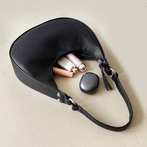 Small Shoulder Bags for Women，Leather Crescent Shoulder Bag Cute Underarm Purse for Night Out or Day Time4