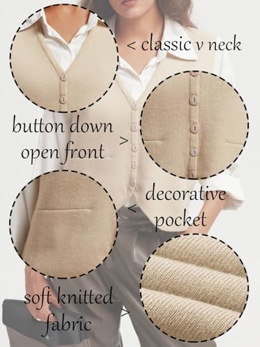 Image of Wowcarbazole Women's Cropped Sweater Vest Sleeveless V Neck Button Down Casual Knit Cardigan Vest Trendy Knitted Tank Tops