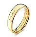Personalized Men’s Gold Tungsten Ring – Custom Engraved Wedding Band with Free Engraving in Any Language - Ships from USA
