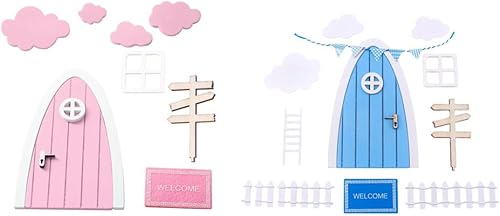 Mini puerta de madera de Navidad elfo niña hada puerta casa accesorios dientes hadas puerta kit pequeño decoración de Navidad al aire libre