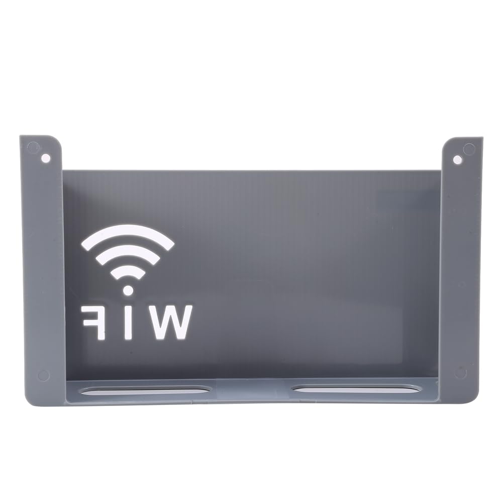Flybloom Grey Wifi Router Storage Rack Home Wall-Mounted Punch-Free Wireless Router Hider Box(Grey)