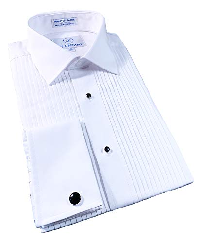 Sir Gregory Men's Regular Fit Tuxedo Shirt 100% Cotton Laydown Collar French Cuff 1/4 Inch Pleat2