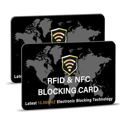 Image of SaiTech IT 2 Pack RFID Blocking Card, Slim Protector for Entire Wallet, Purse, and Debit Credit Cards from NFC Contactless Theft for Men & Women - World Map Black