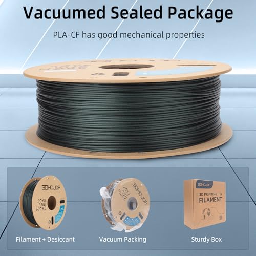 Image of 3DHoJor Carbon Fiber PLA Filament 1.75mm Green 1KG, PLA-CF Filament 3D Printer Filament Dimensional Accuracy + /- 0.03mm, Fits for Most FDM 3D Printers-Green