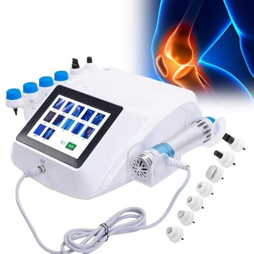 KYZTMHC Instrumento de Fisioterapia por Ondas de Choque, masajeador de Tejido Profundo, masajeador para aliviar el Dolor, con 7 Cabezales de Masaje y Pantalla, para aliviar el Dolor