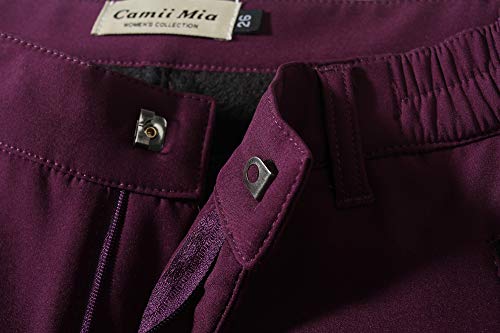 Camii Mia Women's Winter Warm Outdoor Slim Windproof Waterproof Ski Snow Fleece Hiking Pants (34W x 30L, Purple) - Thumbnail 3