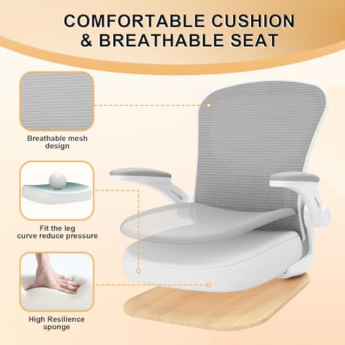 Image of Office Chair, Ergonomic Desk Chairs 330LBS Capacity High Back Mesh Computer Chair with Flip-up Armrests, Comfy Work Chair with Adjustable Lumbar Support
