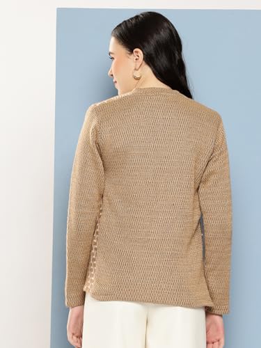 Image of Aarika Womens Winter Wear Green Colour Zig Zag Woolen Cardigan