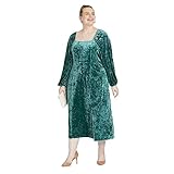 Ava & Viv Women's Plus Size Velvet Long Sleeve Dress - (as1, Alpha, 1x, Plus, Regular, Green)