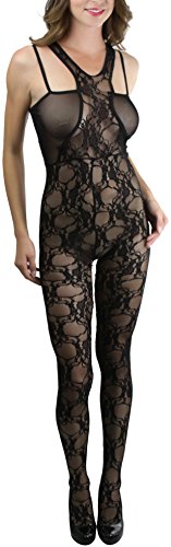Image of ToBeInStyle Women's Assorted Bodystocking Sheer Opaque or Fishnet Crotchless Lingerie Bodysuit