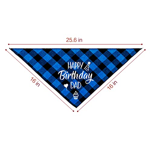 Ntkio Funny Blue Plaid Cotton Pet Dog Bandana, Happy Birthday Dad Dog Scarf Gender Reveal Photo Prop Accessories Birthday Party For Pet Dog Master Lovers Owner Gift, Medium #TOP3