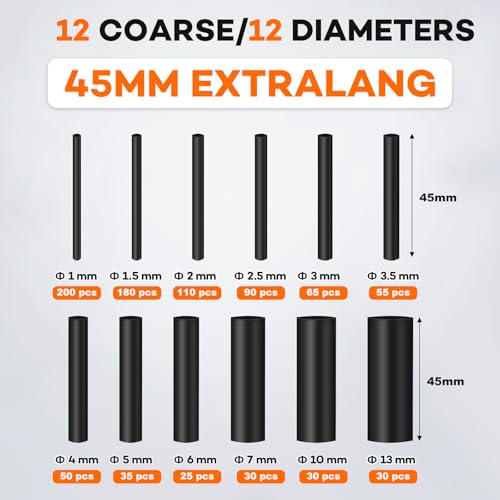 Miniatura 2 de Eopuozs 900 Piezas Tubo Termoretractil, 2:1 Tamaños Termoretractil Para Cables Impermeable, Funda Termoretracti Para Conexiones De Cables, Aislamiento Eléctrico Y Reparación De Cables 12 Tamaños